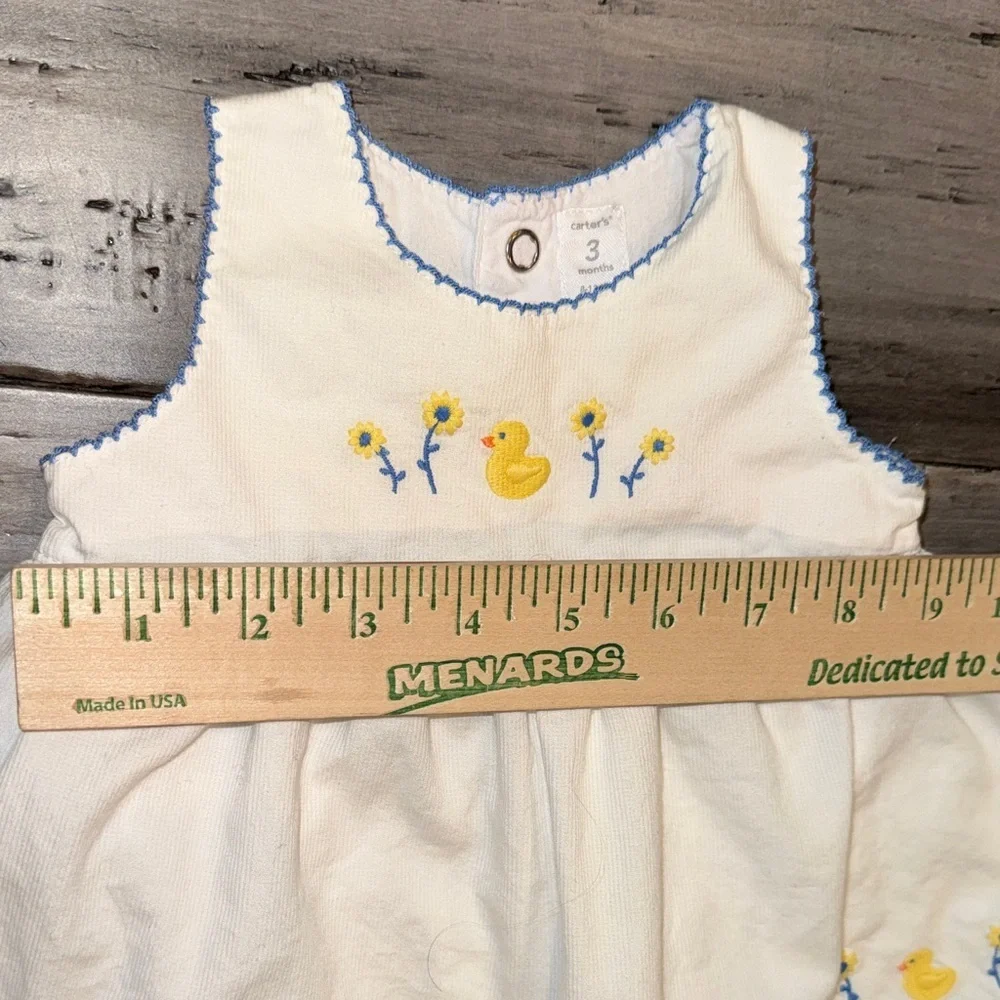 Carter's White & Blue Duck Embroidered Dress